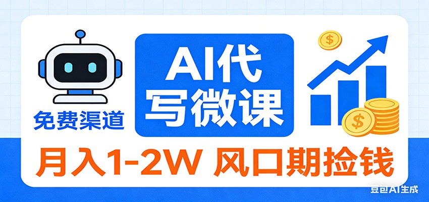 2026告别打工！AI 代写微课，提供免费渠道，月入 1-2W 风口期捡钱-铜臭网