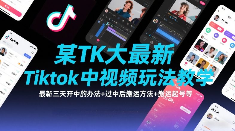 某TK大佬最新Tiktok中视频玩法教学，最新三天开中的办法+过中后搬运方法+搬运起号等-铜臭网