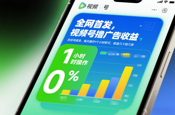 全网首发，视频号撸广告收益，无任何成本，每天操作1个小时即可，收益几十到几张-铜臭网