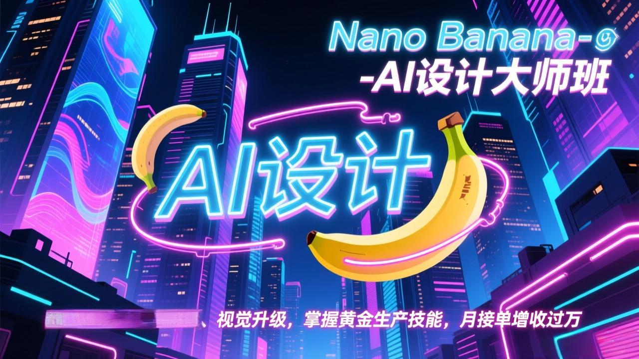 Nano Banana-AI设计大师班，修图合成、广告创作、视觉升级，掌握黄金生产技能，月接单增收过万-铜臭网