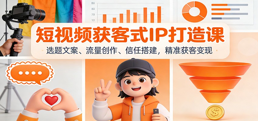短视频获客式IP打造课：选题文案、流量创作、信任搭建，精准获客变现-铜臭网
