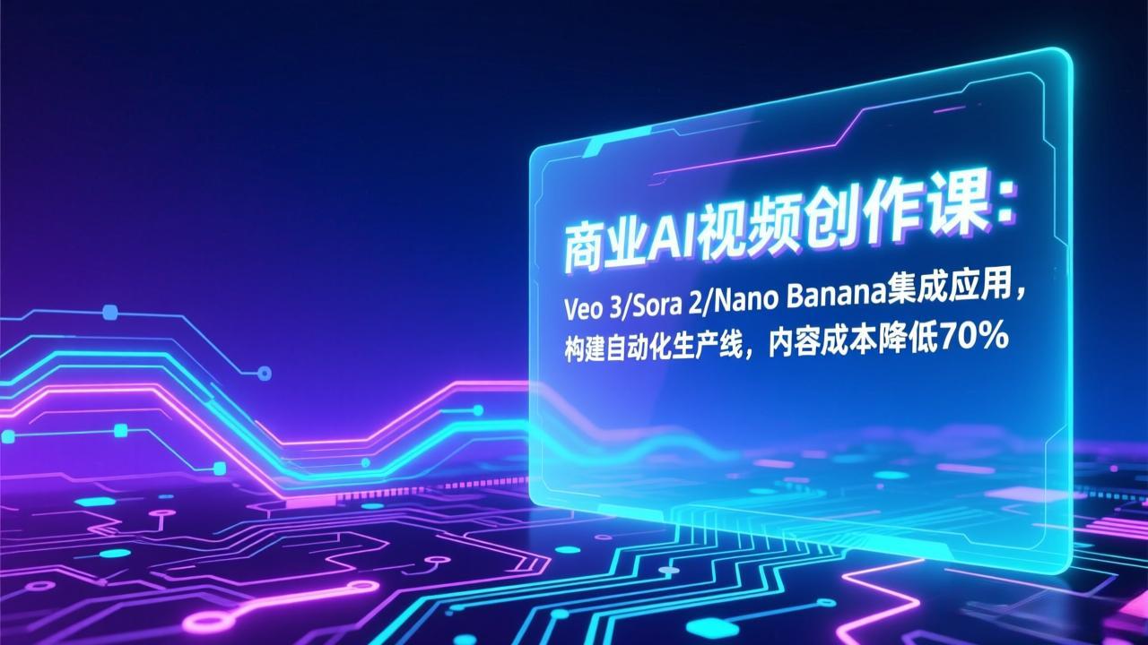 商业AI视频创作课：Veo 3/Sora 2/Nano Banana集成应用，构建自动化生产线，内容成本降低70%-铜臭网