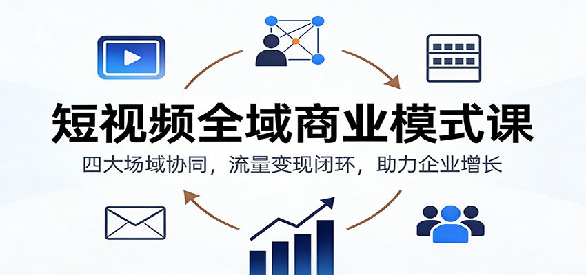 短视频全域商业模式课：四大场域协同，流量变现闭环，助力企业增长-铜臭网