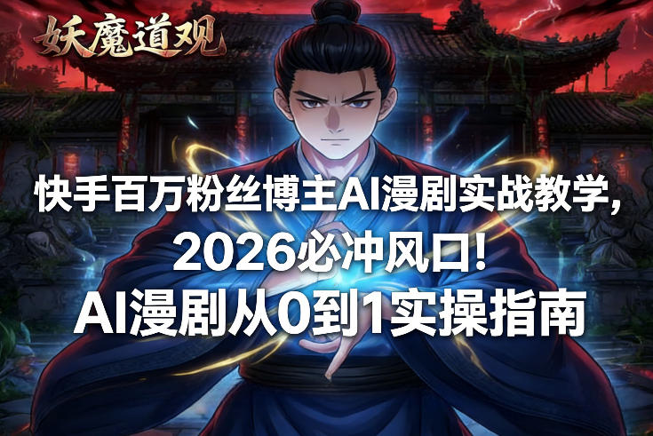 快手百万粉丝博主AI漫剧实战教学，2026必冲风口！AI漫剧从0到1实操指南-铜臭网