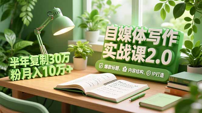 自媒体写作实战课2.0，爆款标题、内容结构、IP打造，半年复制30万粉月入10万+-铜臭网