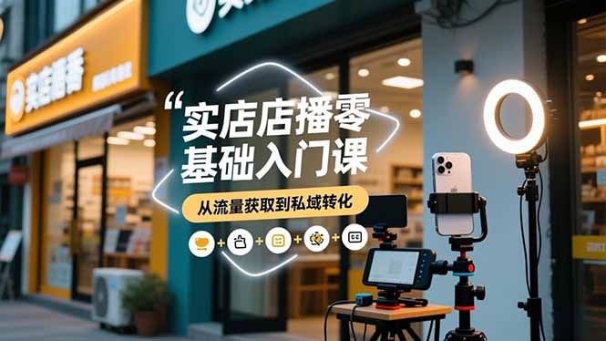实体店播零基础入门课，实体店+短视频+直播+微信生态+私域社群，从流量获取到私域转化-铜臭网