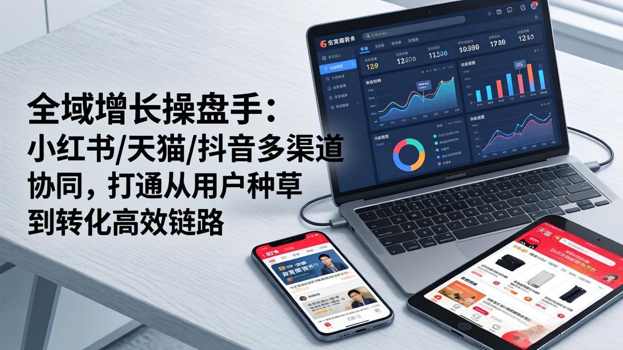 全域增长操盘手：小红书/天猫/抖音多渠道协同，打通从用户种草到转化高效链路-铜臭网