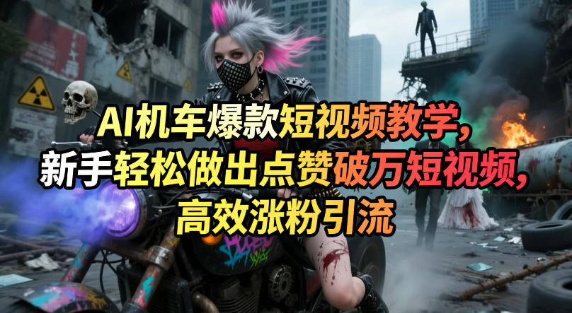 AI机车爆款短视频教学，新手轻松做出点赞破万短视频，高效涨粉引流-铜臭网