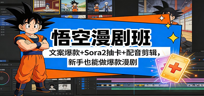 悟空漫剧班：文案爆款+Sora2抽卡+配音剪辑，新手也能做爆款漫剧-铜臭网