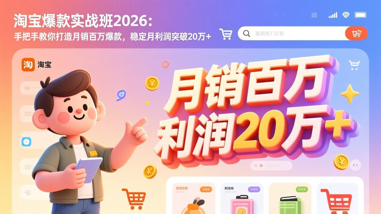 淘宝爆款实战班-2026年2月更新：手把手教你打造月销百万爆款，稳定月利润突破20万+-铜臭网