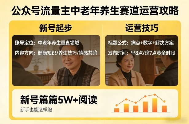 公众号流量主中老年养生赛道，新号篇篇5W+阅读，新手也能这样跑-铜臭网