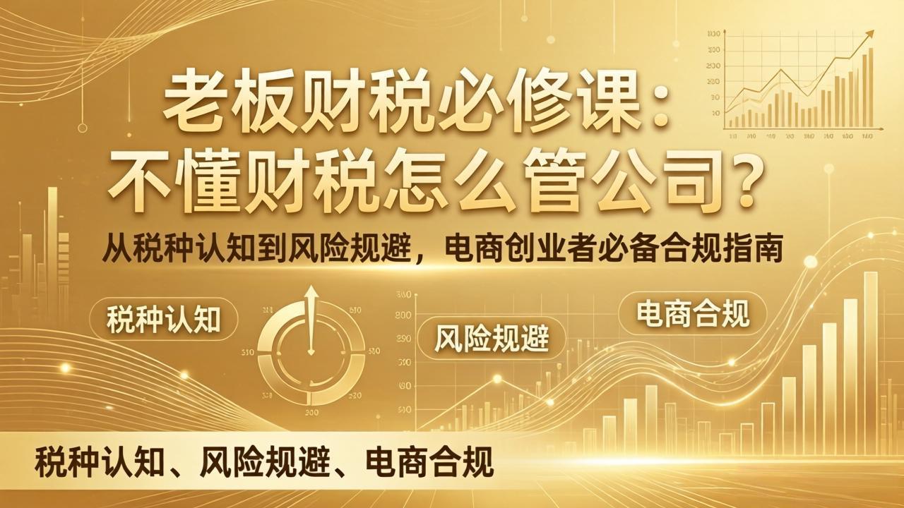 老板财税必修课：不懂财税怎么管公司？从税种认知到风险规避，电商创业者必备合规指南-铜臭网