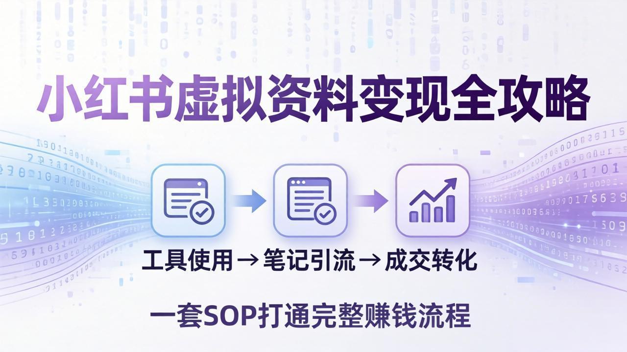 小红书虚拟资料变现全攻略：从工具使用到笔记引流成交，一套 SOP 打通完整赚钱流程-铜臭网