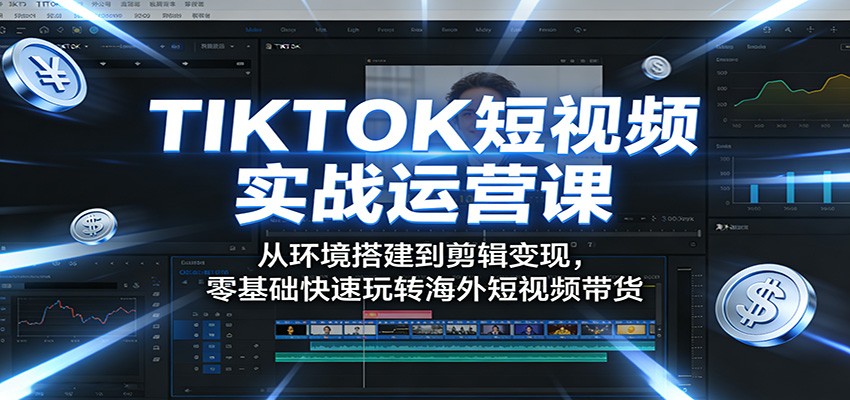 TIKTOK短视频实战运营课：从环境搭建到剪辑变现，零基础快速玩转海外短视频带货-铜臭网