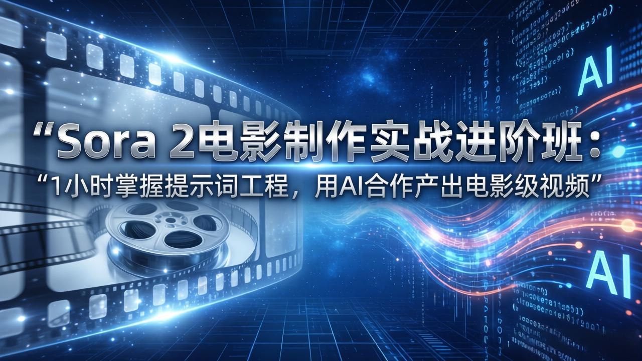 Sora 2电影制作实战进阶班：1小时掌握提示词工程，用AI合作产出电影级视频-铜臭网