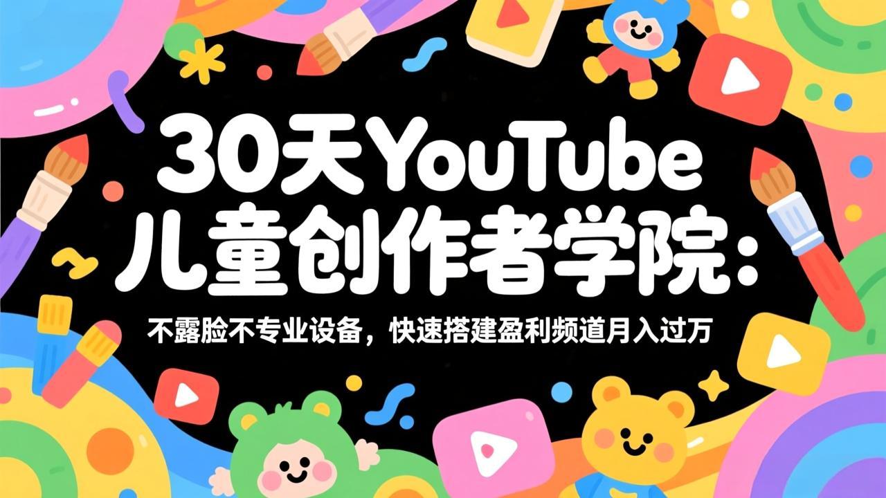 30天YouTube儿童创作者学院：不露脸不专业设备，快速搭建盈利频道月入过万-铜臭网
