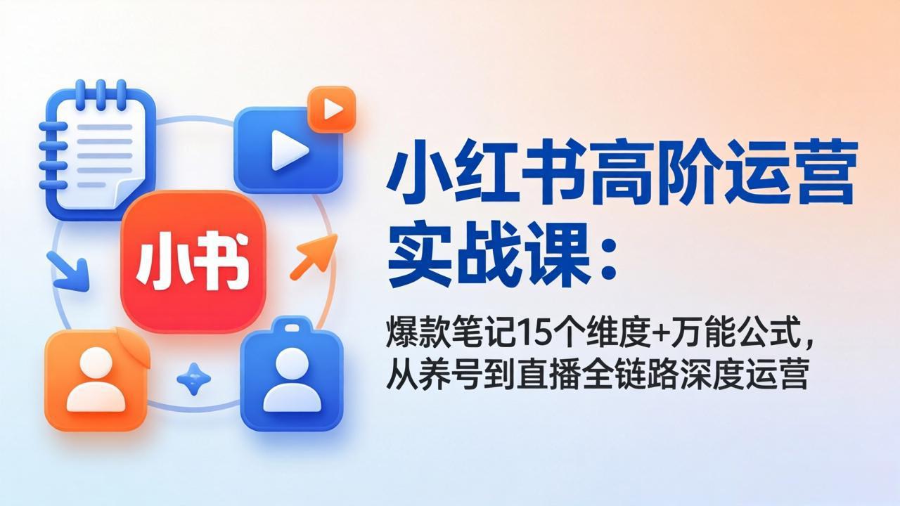 小红书高阶运营实战课：爆款笔记15个维度+万能公式，从养号到直播全链路深度运营-铜臭网