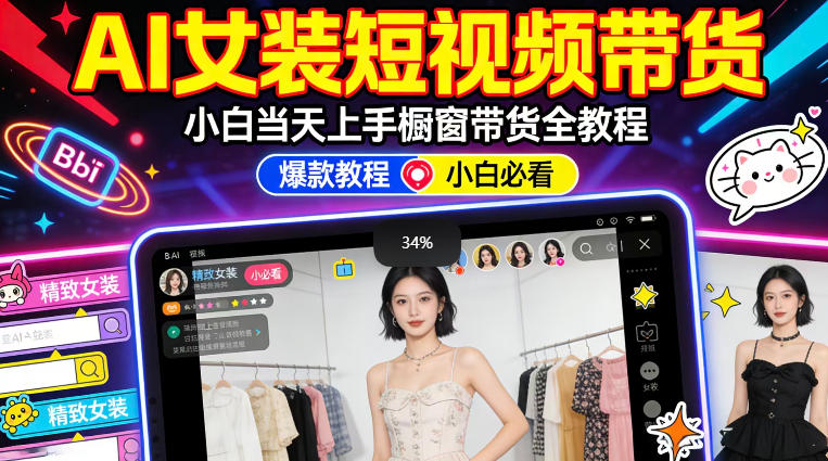 AI女装短视频橱窗带货：小白零门槛当天上手，高佣金爆款轻松賺！-铜臭网