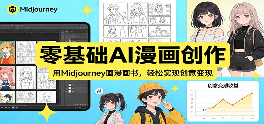 零基础AI漫画创作：用Midjourney画漫画书，轻松实现创意变现-铜臭网