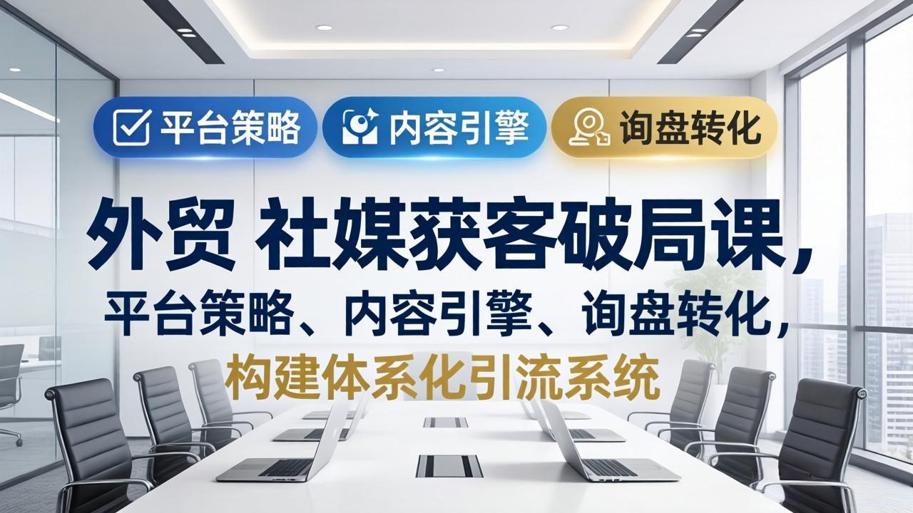 外贸 社媒获客破局课，平台策略、内容引擎、询盘转化，构建体系化引流系统(更新26年3月-铜臭网