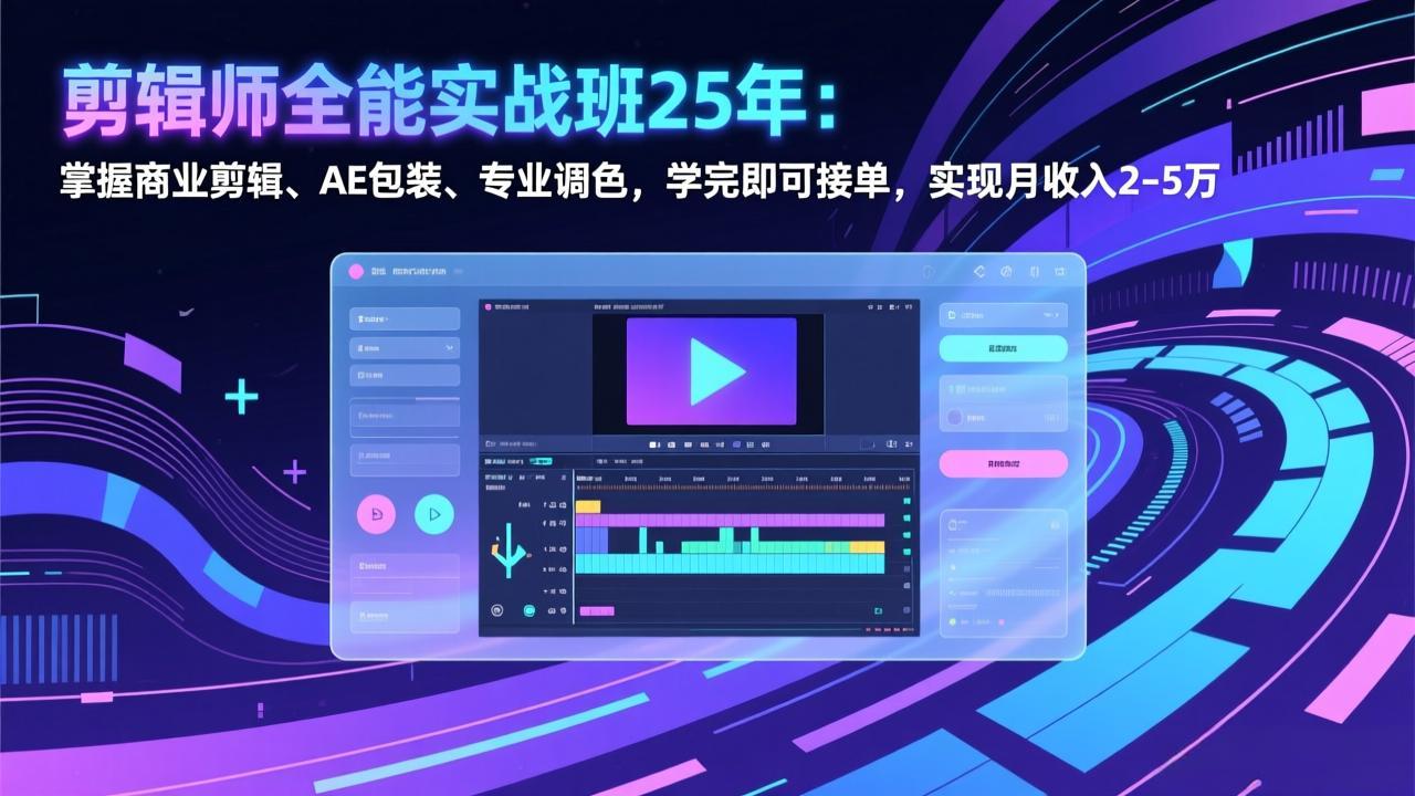 剪辑师全能实战班25年：掌握商业剪辑、AE包装、专业调色，学完即可接单，实现月收入2-5万-铜臭网