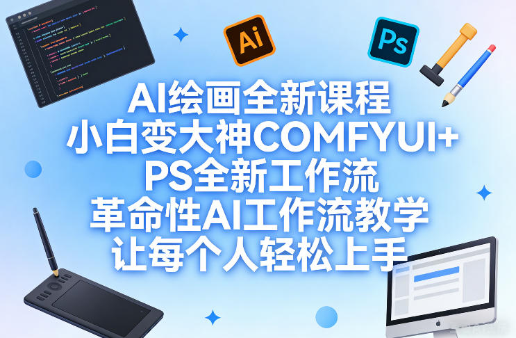 AI绘画全新课程，小白变大神COMFYUI+PS全新工作流，革命性AI工作流教学，让每个人轻松上手-铜臭网
