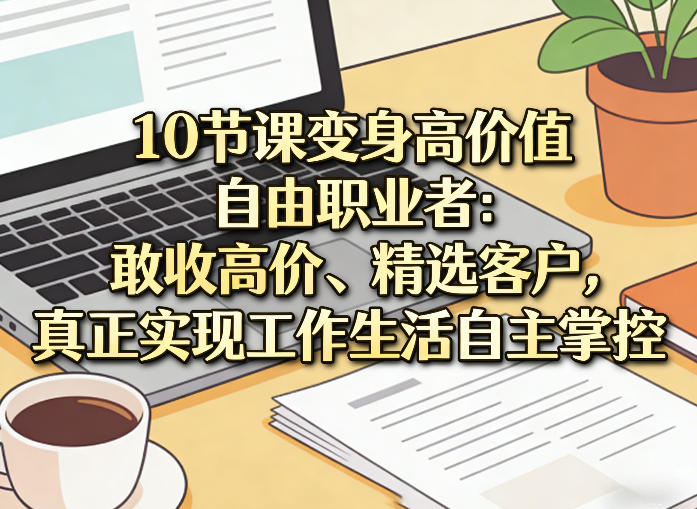 10节课变身高价值自由职业者：敢收高价、精选客户，真正实现工作生活自主掌控-铜臭网
