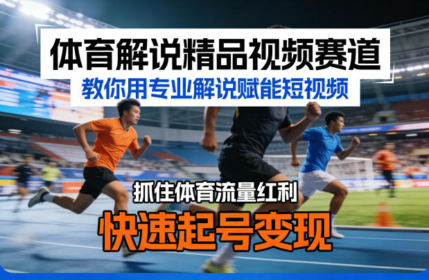 体育解说精品视频赛道，教你用专业解说赋能短视频，抓住体育流量红利，快速起号变现-铜臭网