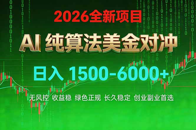 2026 全新美金对冲项目，不套平台赠金，不封号，纯算法对冲，日入 1500-6000+-铜臭网
