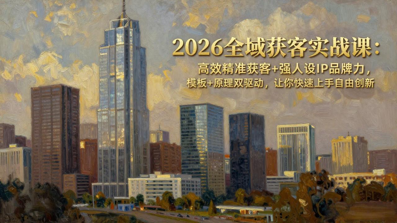 2026全域获客实战课：高效精准获客+强人设IP品牌力，模板+原理双驱动，让你快速上手自由创新-铜臭网