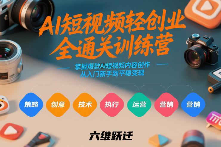 AI短视频轻创业全通关训练营，掌握爆款AI短视频内容创作，从入门新手到平稳变现的六维跃迁-铜臭网