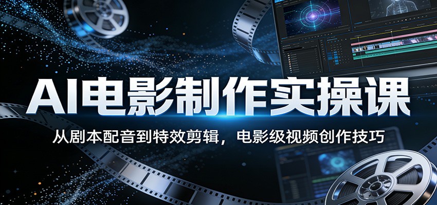 AI电影制作实操课:从剧本配音到特效剪辑,电影级视频创作技巧-铜臭网