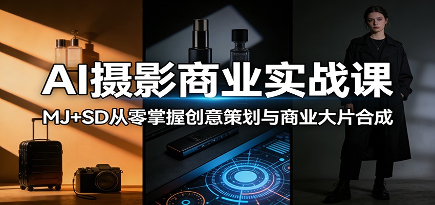 AI摄影商业实战课：MJ+SD从零掌握创意策划与商业大片合成-铜臭网
