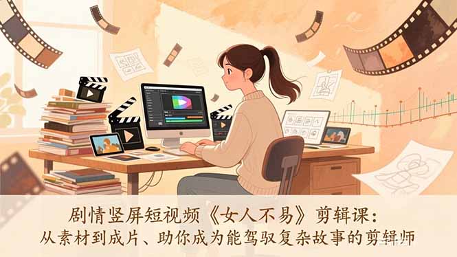 剧情竖屏短视频《女人不易》剪辑课：从素材到成片、助你成为能驾驭复杂故事的剪辑师-铜臭网