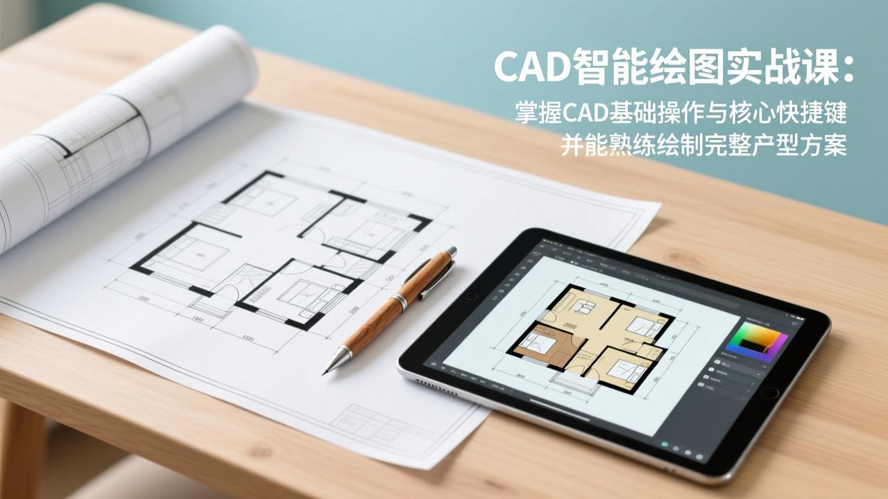 CAD智能绘图实战课：掌握CAD基础操作与核心快捷键，并能熟练绘制完整户型方案-铜臭网