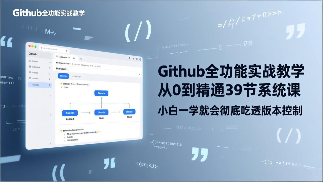 GitHub-全功能实战教学，从0到精通39节系统课，小白一学就会彻底吃透版本控制-铜臭网