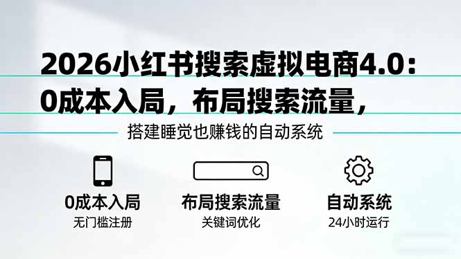 2026小红书搜索虚拟电商4.0：0成本入局，布局搜索流量，搭建睡觉也赚钱的自动系统-铜臭网