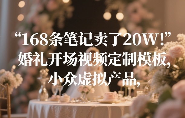 168条笔记卖了20W！婚礼开场视频定制模板，小众虚拟产品-铜臭网