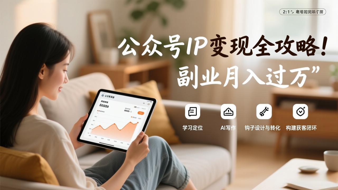 公众号IP变现全攻略，学习定位、AI写作、钩子设计与转化，构建获客闭环，副业月入过万-铜臭网