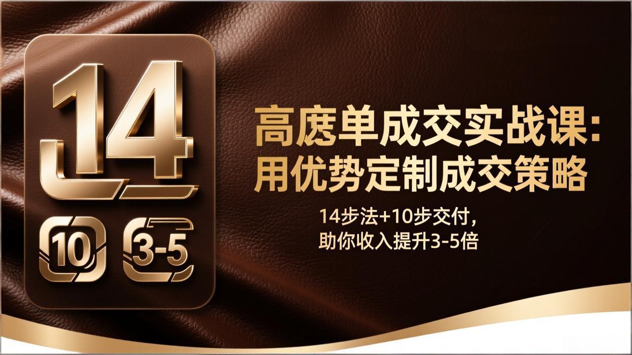 高客单成交实战课：用优势定制成交策略，14步法+10步交付，助你收入提升3-5倍-铜臭网