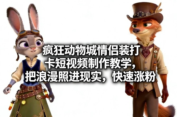 疯狂动物城情侣装打卡短视频制作教学，把浪漫照进现实，快速涨粉-铜臭网