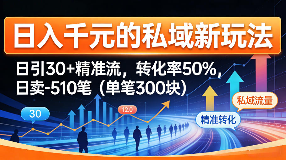 日入千米的私域新玩法：日引30＋精准流，转化率50%，日卖5-10笔(单笔300米)-铜臭网