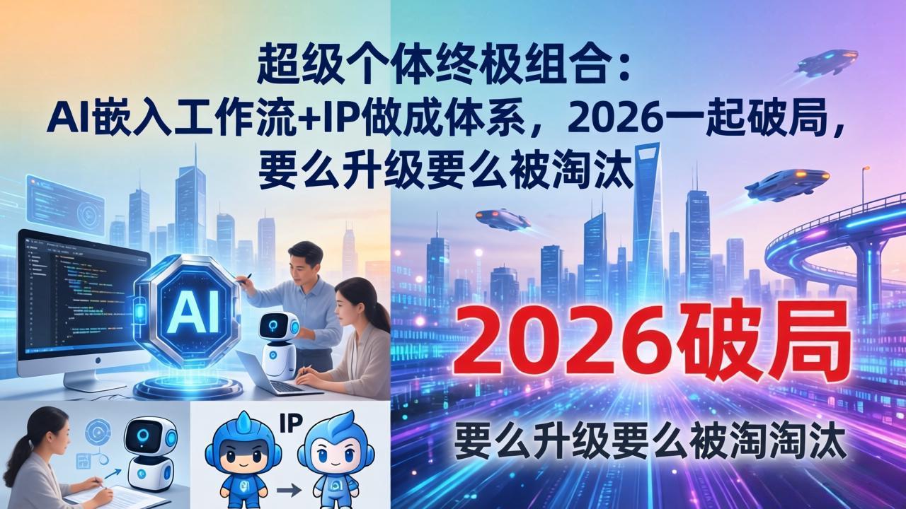 超级个体终极组合：AI嵌入工作流+IP做成体系，2026一起破局，要么升级要么被淘汰-铜臭网