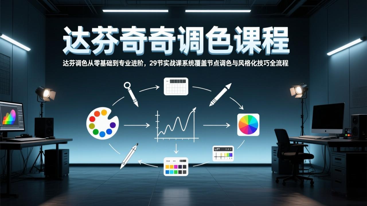 达芬奇调色从零基础到专业进阶，29节实战课系统覆盖节点调色与风格化技巧全流程-铜臭网