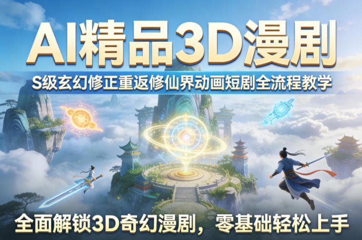 AI精品3D漫剧S级玄幻修正重返修仙界动画短剧全流程教学，全面解锁3D奇幻漫剧，零基础轻松上手-铜臭网