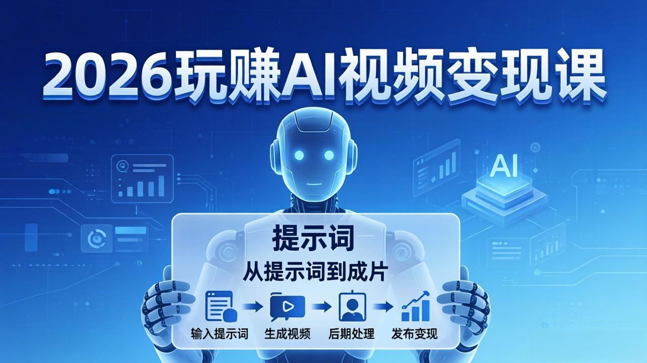 2026玩赚AI视频变现课：掌握 AI 视频全流程技能，从提示词到成片高效产出-铜臭网