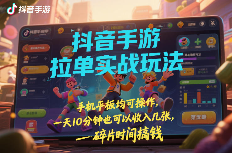 抖音手游拉单实战玩法，手机平板均可操作，一天10分钟也可以收入几张，碎片时间搞钱【揭秘】-铜臭网