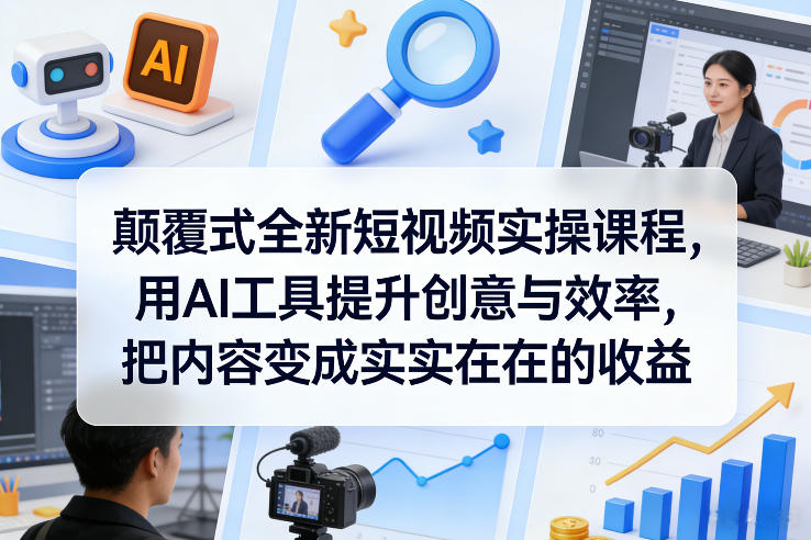 颠覆式全新短视频实操课程，用AI工具提升创意与效率，把内容变成实实在在的收益-铜臭网