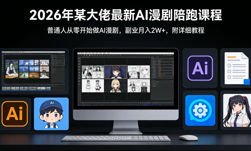 26年某大佬最新Ai漫剧陪跑课程,普通人从零开始做AI漫剧,副业月入2W+-铜臭网
