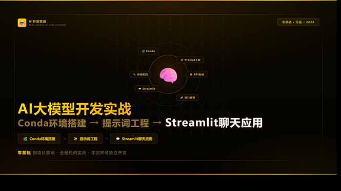 AI大模型开发实战:Conda环境搭建→提示词工程→Streamlit聊天应用,零基础到项目落地-铜臭网